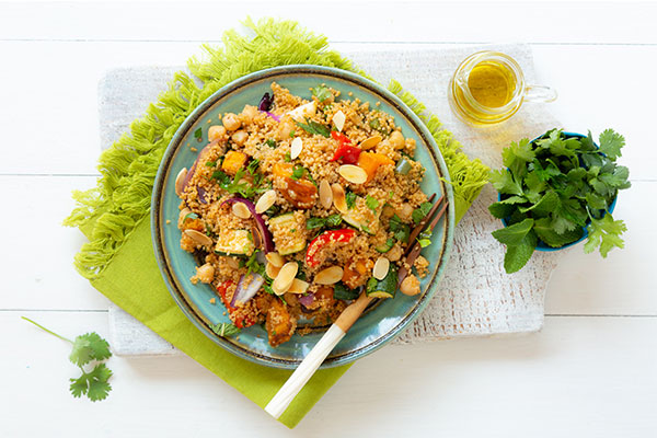 Vegetais Assados ​​e Cuscuz Cítrico